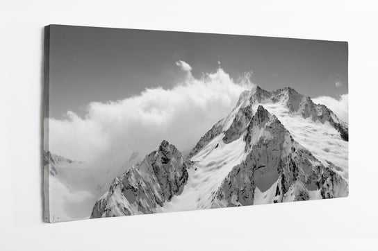 Obraz na płótnie HOMEPRINT, góry za chmurami, czarno-białe, szczyt górski, panorama 120x60 cm HOMEPRINT