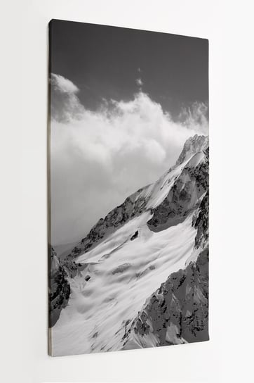 Obraz na płótnie HOMEPRINT, góry za chmurami, czarno-białe, szczyt górski, panorama 50x100 cm HOMEPRINT
