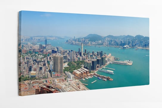Obraz na płótnie HOMEPRINT, Hongkong panorama miasta, widok z lotu ptaka 100x50 cm HOMEPRINT
