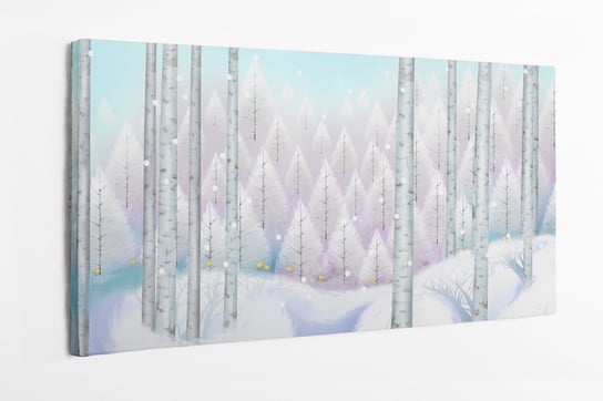 Obraz na płótnie HOMEPRINT, Ilustracja, jasna tapeta, tło, zima, pejzaż zimowy 140x70 cm HOMEPRINT