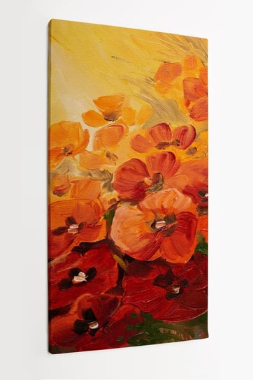 Obraz na płótnie HOMEPRINT, ilustracja maków, kwiaty, łąka, pole, czerwone maki, farby olejne 50x100 cm HOMEPRINT