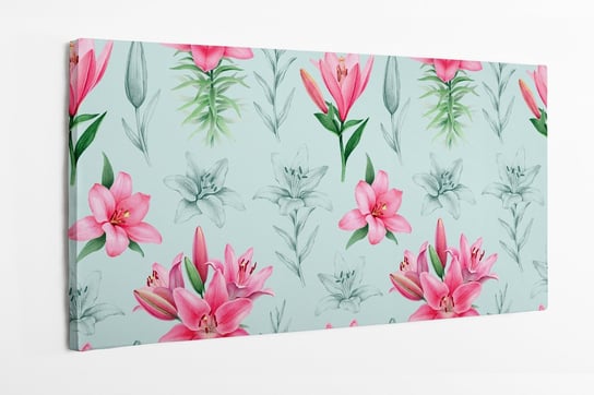 Obraz na płótnie HOMEPRINT ilustracja różowych lilii wodnych 120x60 cm HOMEPRINT