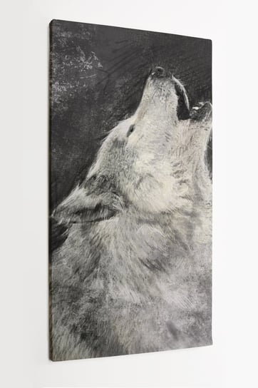 Obraz na płótnie HOMEPRINT, Ilustracja wyjącego wilka, szare tło, szary wilk 60x120 cm HOMEPRINT