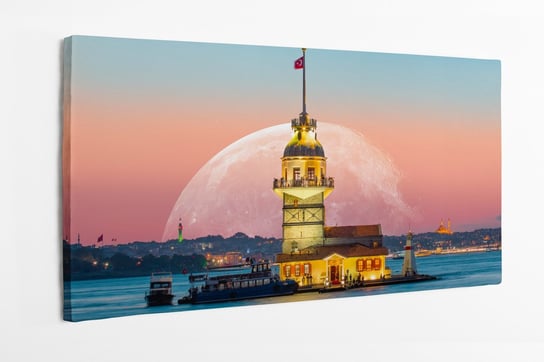 Obraz na płótnie HOMEPRINT, Istanbul Maiden Tower z księżycem w tle 120x60 cm HOMEPRINT