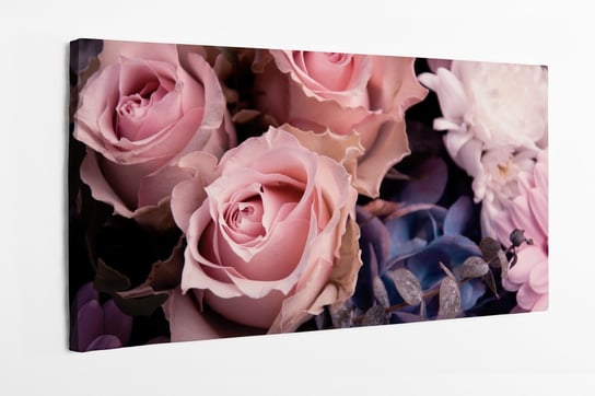 Obraz na płótnie HOMEPRINT, jasnoróżowe róże w bukiecie, zbliżenie, widok z góry, natura, kwiaty 100x50 cm HOMEPRINT