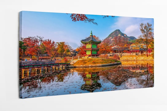 Obraz na płótnie HOMEPRINT,  jesień w pałacu gyeongbokgung w seulu w Korei południowej 100x50 cm HOMEPRINT