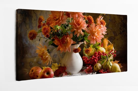Obraz na płótnie HOMEPRINT, jesienne kwiaty, bukiet, martwa natura, sztuka 100x50 cm HOMEPRINT