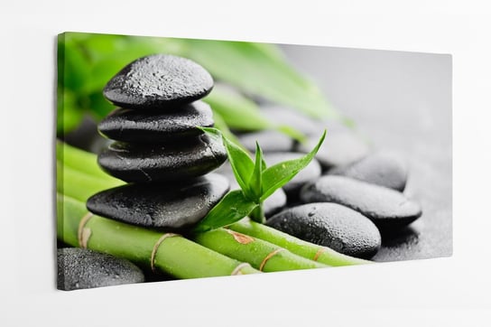 Obraz na płótnie HOMEPRINT, kamienie zen, spokój, relaks, masaż, ogród japoński, bambus 125x50 cm HOMEPRINT