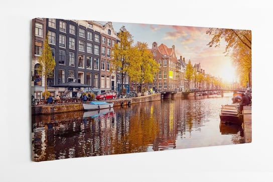 Obraz na płótnie HOMEPRINT, kanał w Amsterdamie Holandia, rzeka Amstel 100x50 cm HOMEPRINT