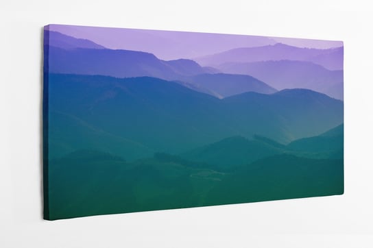 Obraz na płótnie HOMEPRINT, Karpaty, góry, zachód słońca, krajobraz z abstrakcyjnym gradientem, szczyty górskie 100x50 cm HOMEPRINT