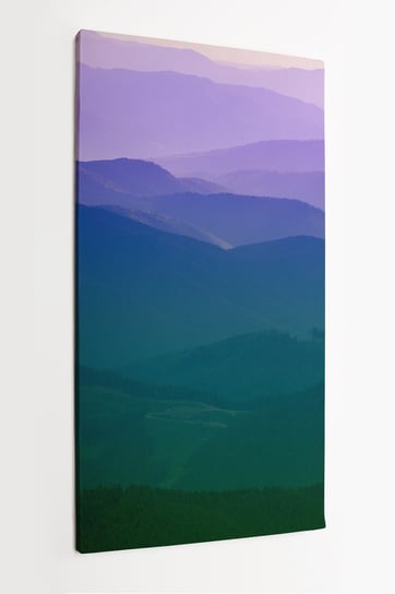 Obraz na płótnie HOMEPRINT, Karpaty, góry, zachód słońca, krajobraz z abstrakcyjnym gradientem, szczyty górskie 50x100 cm HOMEPRINT