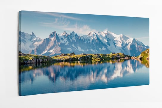 Obraz na płótnie HOMEPRINT, kolorowa letnia panorama jeziora Lac Blanc z Mont Blanc w tle 100x50 cm HOMEPRINT