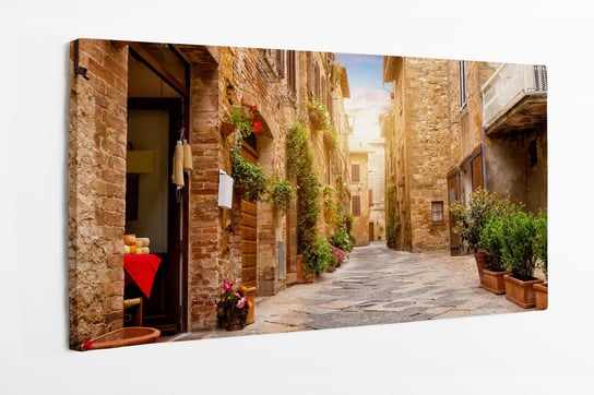 Obraz na płótnie HOMEPRINT, kolorowa ulica w Pienzy, Toskania, Włochy 120x50 cm HOMEPRINT