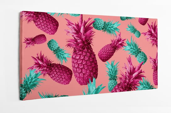 Obraz na płótnie HOMEPRINT, kolorowe ananasy, wzór 120x50 cm HOMEPRINT