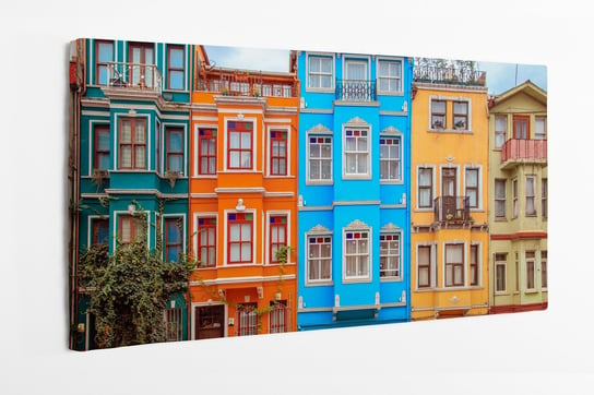 Obraz na płótnie HOMEPRINT, kolorowe domy dzielnicy Balat, Stambuł, Turcja. 100x50 cm HOMEPRINT