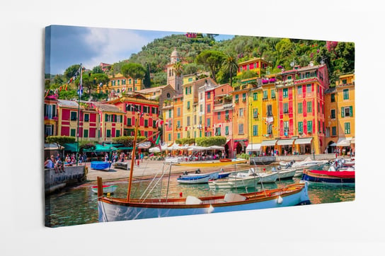 Obraz na płótnie HOMEPRINT, kolorowe domy, przystań morska, Portofino, Liguria, Włochy 120x60 cm HOMEPRINT