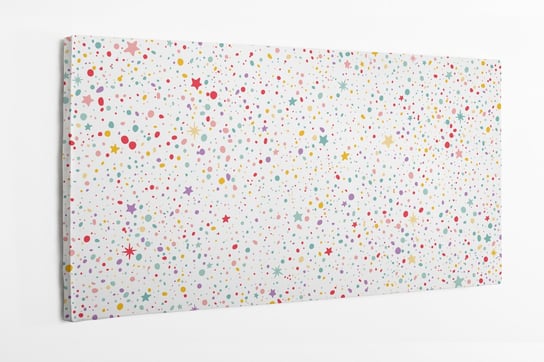 Obraz na płótnie HOMEPRINT, kolorowe gwiazdki i kropki nas różowym tle. 100x50 cm HOMEPRINT