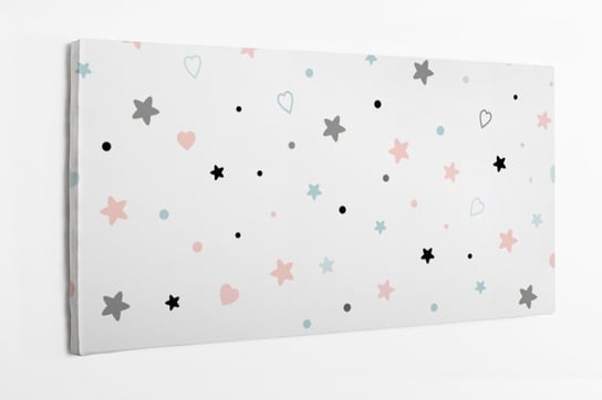 Obraz na płótnie HOMEPRINT, kolorowe kropki, gwiazdy i serduszka na białym tle 120x50 cm HOMEPRINT