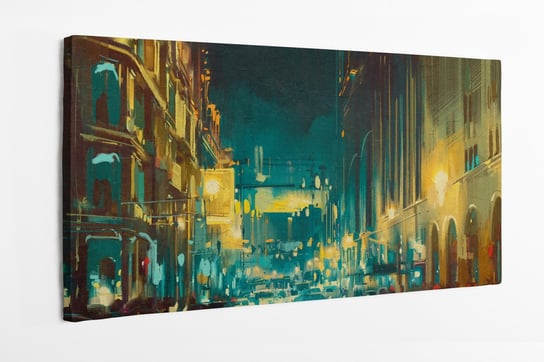 Obraz na płótnie HOMEPRINT, kolorowe światło miasta, zabytkowe budynki, ilustracja malarska 100x50 cm HOMEPRINT