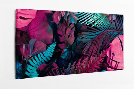 Obraz na płótnie HOMEPRINT, kolorowe tropikalne rośliny, monstera, palmy 100x50 cm HOMEPRINT