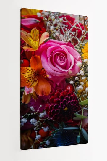 Obraz na płótnie HOMEPRINT, kolorowy bukiet mieszanych kwiatów, zbliżenie, kwiaty, detale 50x100 cm HOMEPRINT