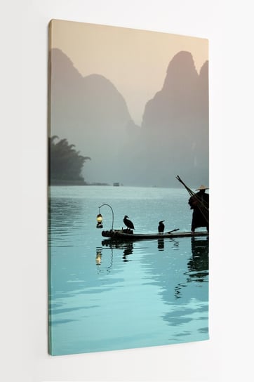 Obraz na płótnie HOMEPRINT, kormoran zwyczajny, połów ryb, Chiny, Azja 50x100 cm HOMEPRINT