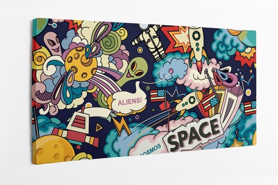 Obraz na płótnie HOMEPRINT kosmos, kosmici, kreskówka, dla nastolatka 100x50 cm HOMEPRINT