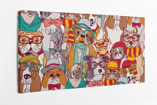 Obraz na płótnie HOMEPRINT, koty mody i psy w okularach kolorowy 120x60 cm HOMEPRINT
