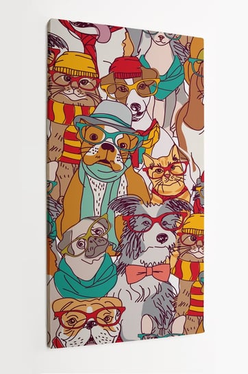 Obraz na płótnie HOMEPRINT, koty mody i psy w okularach kolorowy 60x120 cm HOMEPRINT