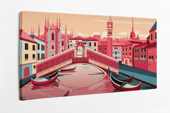 Obraz na płótnie HOMEPRINT, krajobraz miasta Wenecja, Włochy, ilustracja 100x50 cm HOMEPRINT