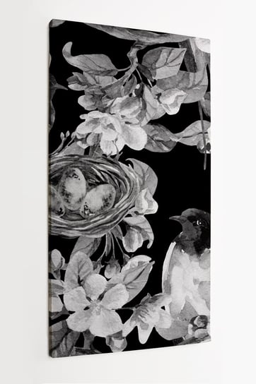 Obraz na płótnie HOMEPRINT, kwiat jabłoni, jaskółki, białe kwiaty, gniazdo, natura 50x100 cm HOMEPRINT