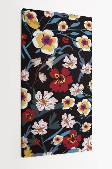 Obraz na płótnie HOMEPRINT, kwiatowy wzór łąki, małe kwiaty w ciepłych barwach 50x100 cm HOMEPRINT