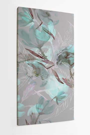 Obraz na płótnie HOMEPRINT, Kwiaty, abstrakcja, wzór, niebieski, szary, roślinny 60x120 cm HOMEPRINT