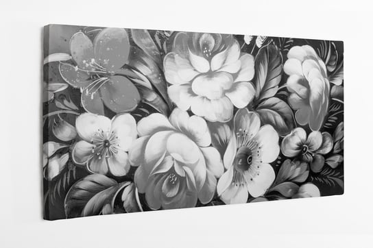 Obraz na płótnie HOMEPRINT, kwiaty, bukiet, martwa natura, czarno-białe, impressionism 120x60 cm HOMEPRINT