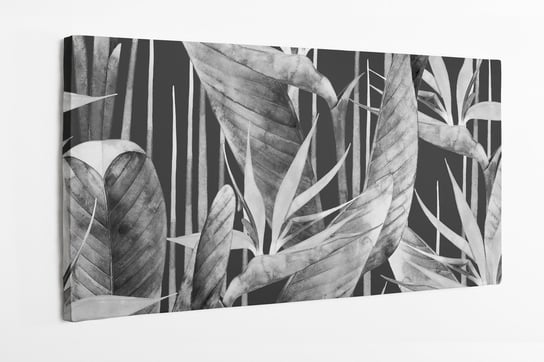 Obraz na płótnie HOMEPRINT, kwiaty, czarno białe, strelicja 120x50 cm HOMEPRINT
