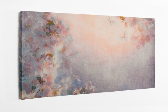 Obraz na płótnie HOMEPRINT, kwiaty jabłoni, jabłoń, wiosna, kwitnące drzewo 100x50 cm HOMEPRINT