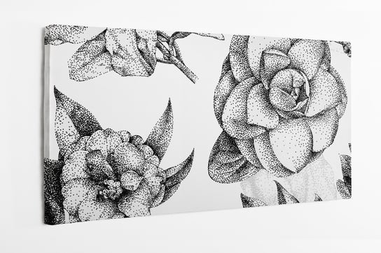 Obraz na płótnie HOMEPRINT, kwiaty, liście, malowane ręcznie, wzór, kropki 140x70 cm HOMEPRINT