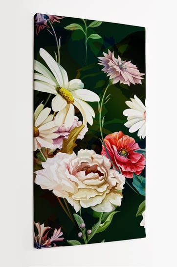 Obraz na płótnie HOMEPRINT, kwiaty maku z rumiankiem, pole kwiatowe, łąka 60x120 cm HOMEPRINT