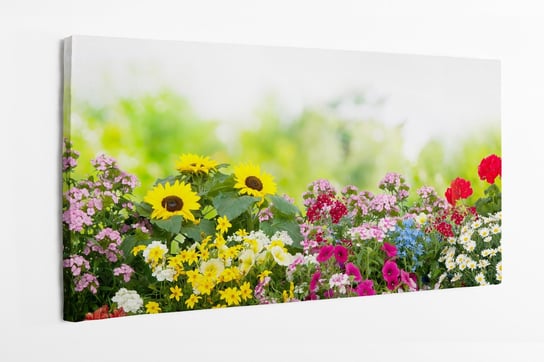 Obraz na płótnie HOMEPRINT, kwiaty w ogrodzenie, skalnik kwiatowy, wiosna 120x60 cm HOMEPRINT