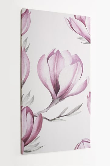 Obraz na płótnie HOMEPRINT, kwitnące kwiaty magnolii, gałązki magnolii, różowe, wiosenne 50x100 cm HOMEPRINT