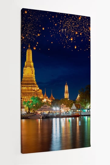Obraz na płótnie HOMEPRINT, lampiony, noc, latarnia krathong, Bangkok, Tajlandia 50x100 cm HOMEPRINT