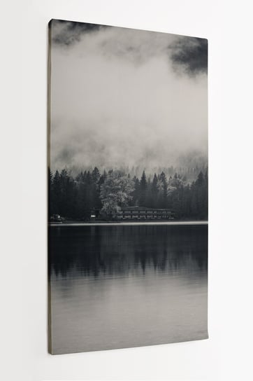Obraz na płótnie HOMEPRINT, las, chmury, jezioro, natura, dzika przyroda 50x100 cm HOMEPRINT