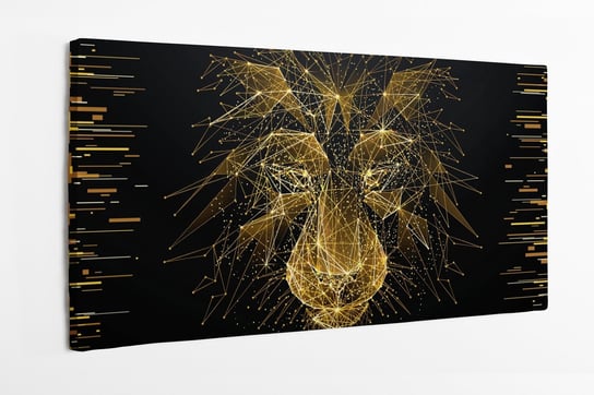 Obraz na płótnie HOMEPRINT, lew, głowa lwa z złotym stylu 100x50 cm HOMEPRINT