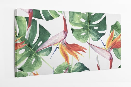 Obraz na płótnie HOMEPRINT, liście tropikalne, monstera, Kwiatowy raj, tropiki, las deszczowy 100x50 cm HOMEPRINT