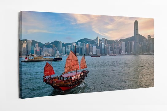 Obraz na płótnie HOMEPRINT, łódź w Hongkongu Victoria Harbor 100x50 cm HOMEPRINT