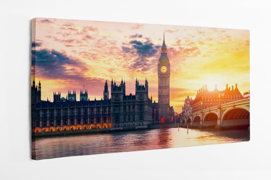 Obraz na płótnie HOMEPRINT, Londyn, zachód słońca, Big Ben, Izba Parlamentu 100x50 cm HOMEPRINT