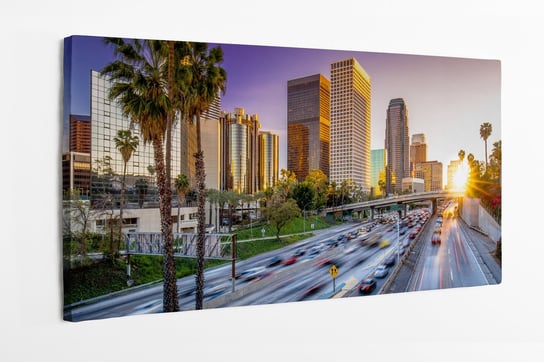 Obraz na płótnie HOMEPRINT, Los Angeles ,centrum miasta, panorama, zachód słońca, budynki ,autostrada, USA 100x50 cm HOMEPRINT