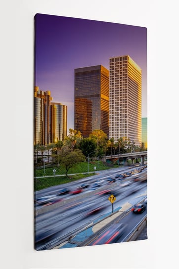 Obraz na płótnie HOMEPRINT, Los Angeles ,centrum miasta, panorama, zachód słońca, budynki ,autostrada, USA 60x120 cm HOMEPRINT