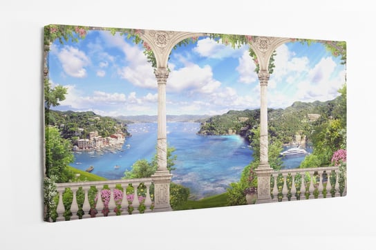 Obraz na płótnie HOMEPRINT, łuk kwiatowy, Gracja, krajobraz, architektura Gracka 100x50 cm HOMEPRINT