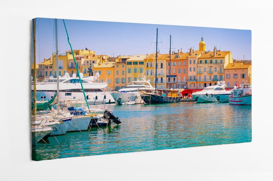 Obraz na płótnie HOMEPRINT, luksusowe jachty w marinie w Saint-Tropez w południowej Francji. 100x50 cm HOMEPRINT